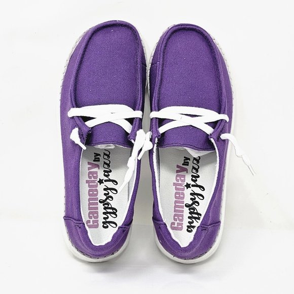 GYPSY JAZZ Women's Boat Canvas Gameday Slip on Comfort Shoes - Purple - Picture 1 of 5